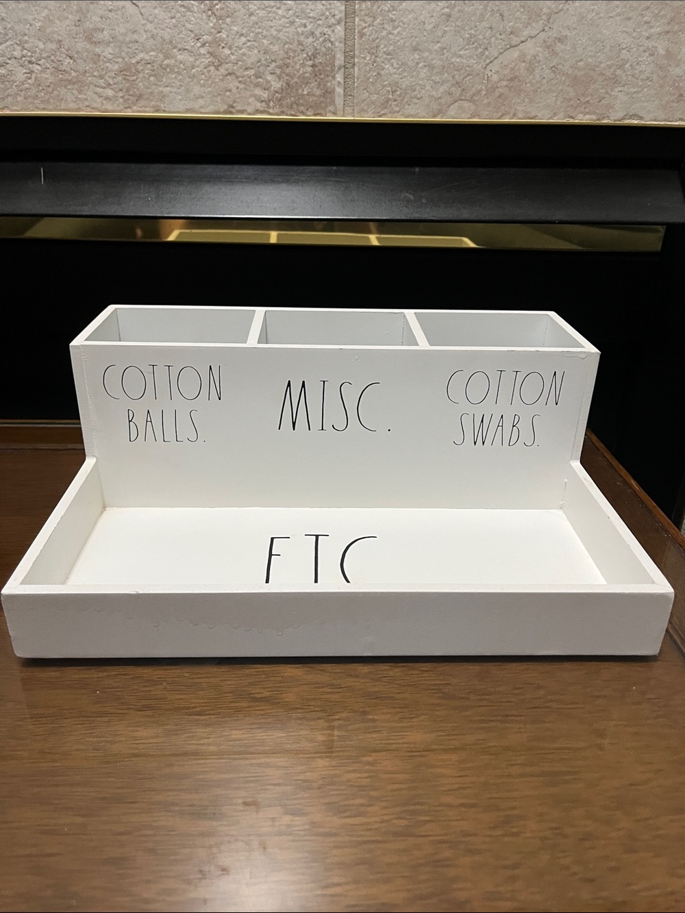 Rae Dunn White Labeled Bathroom Organizer Tray